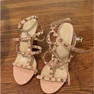 Strappy studded block heels